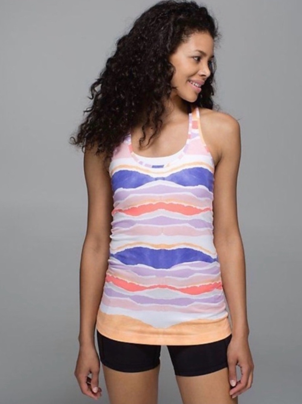lululemon athletica Multicolor Wave-Print Racerback Tank - Pink, Blue, Peach